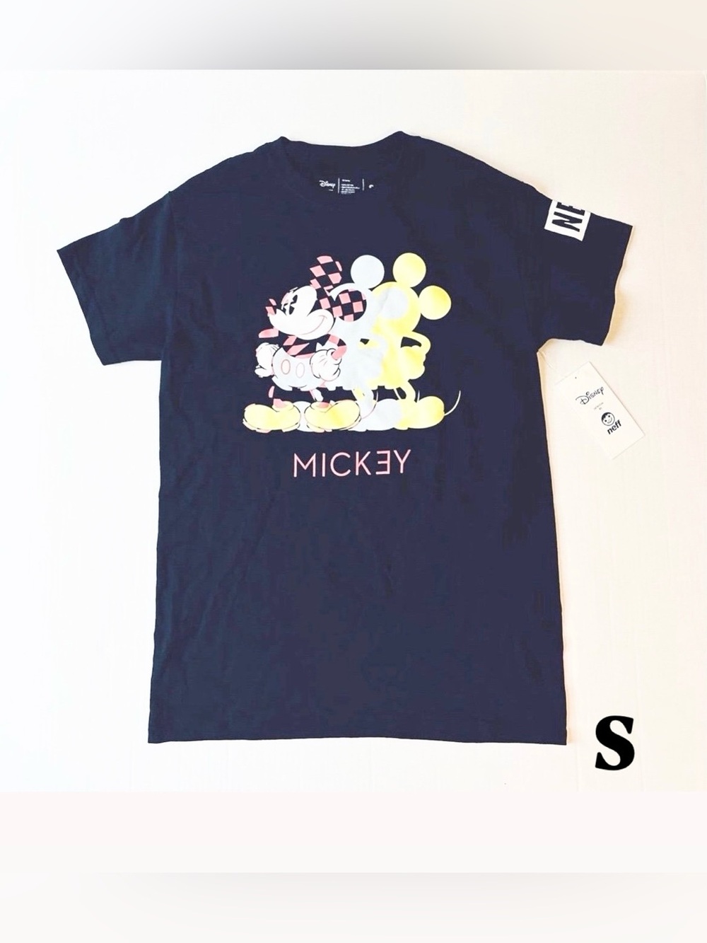 Neff x Disney Neon 80’s Checker Mickey Mouse T-Shirt Men's Size S